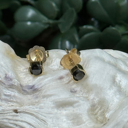 Midnight Whisper: 14K Genuine Black Diamond Stud Earrings Earrings